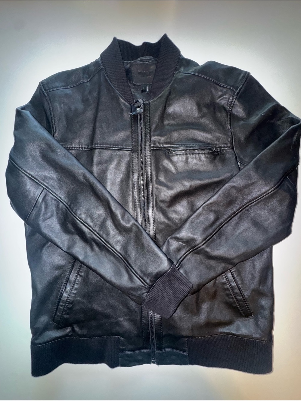 PAIGE Black Leather Bomber Jacket